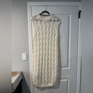 Zara Cream Textured Midi Dress